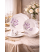 Sunay 27-teiliges Geschirrset – Feines Porzellan mit rosa Blumen und Goldrand