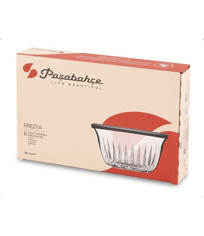 Pasabahce FREZYA Boîtes de conservation en verre avec couvercles – Lot de 6 x 175 ml
