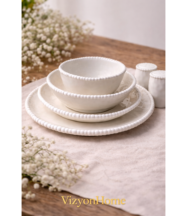 Service de table Almina Pearly 26 pièces blanc
