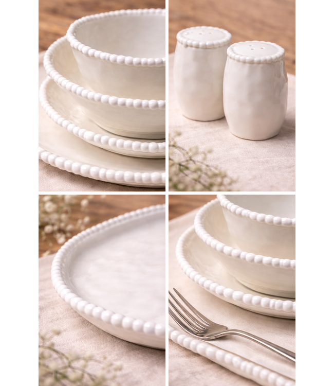 Service de table Almina Pearly 26 pièces blanc