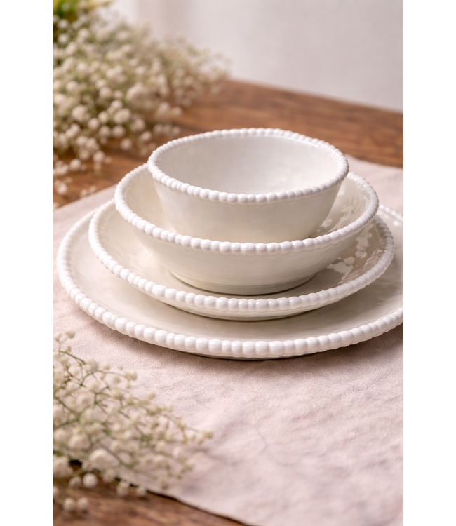Service de table Almina Pearly 26 pièces blanc