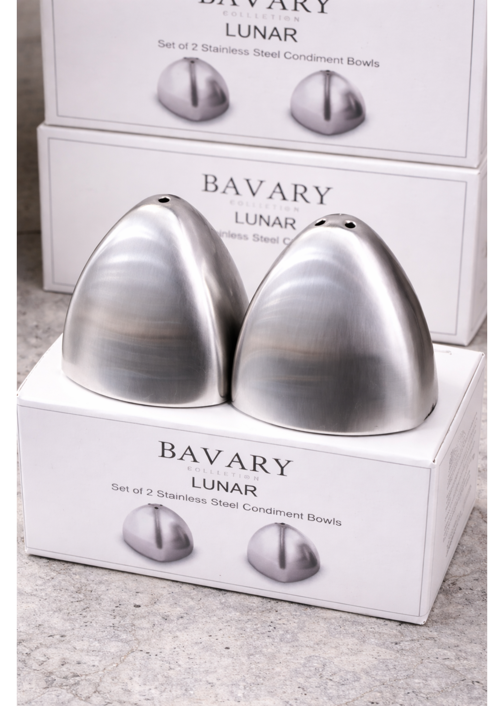 Bavary Lunar Salz- und Pfefferstreuer-Set – Edelstahl-Design – Minimalistisch & Modern – 2-teilig