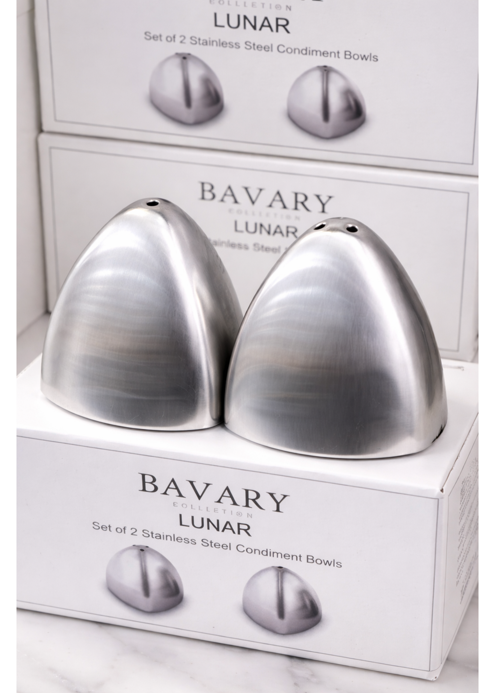 Bavary Lunar Zout- en Peperstrooiers Set – RVS Design – Minimalistisch & Modern – 2 Stuks