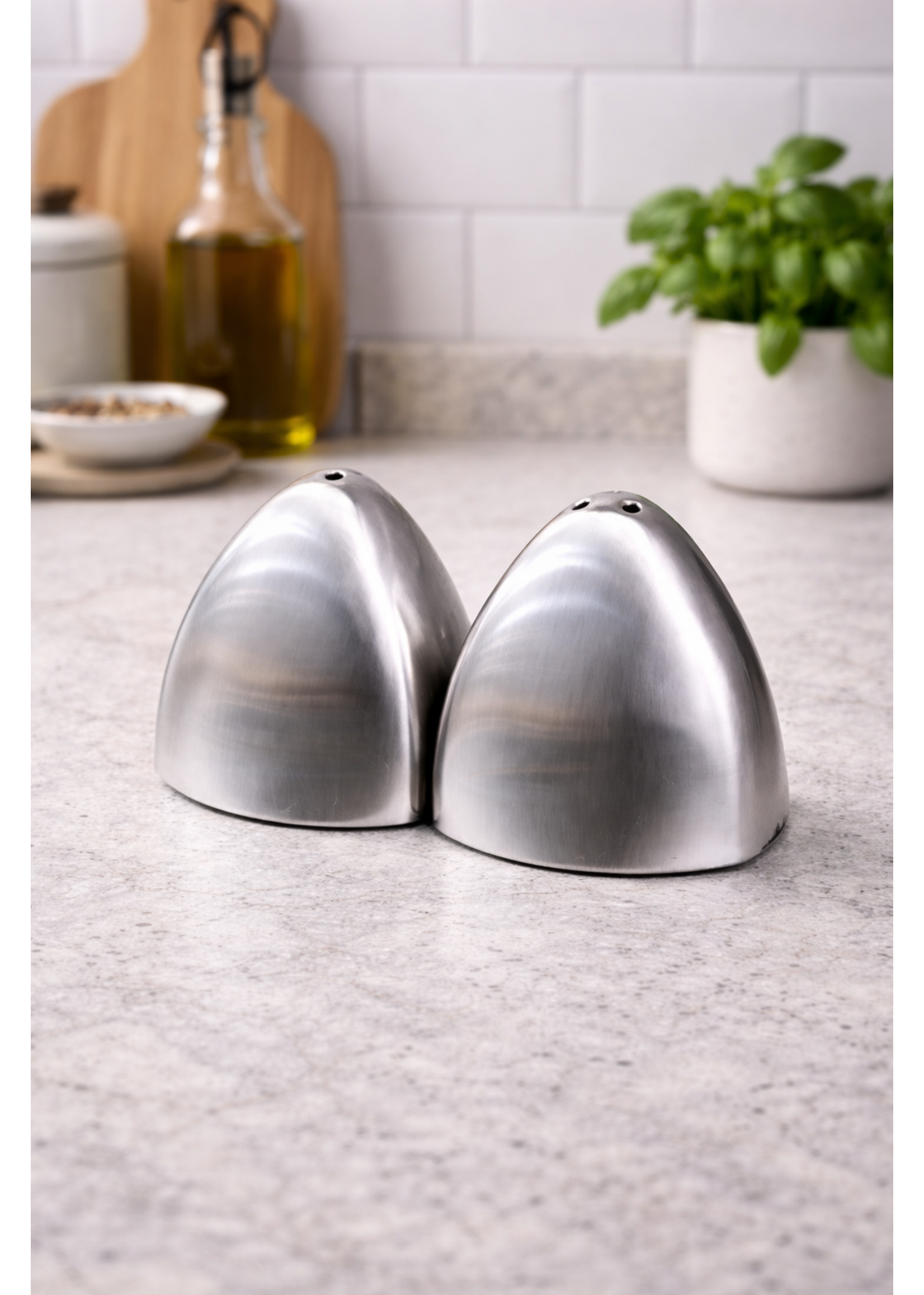 Ensemble de salière et poivrière Bavary Lunar – Design en acier inoxydable – Minimaliste et moderne – 2 pièces