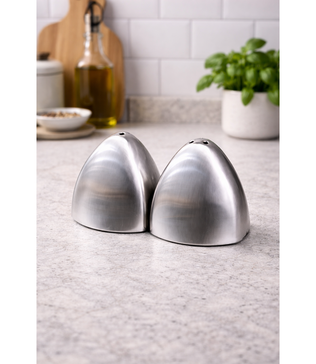 Ensemble de salière et poivrière Bavary Lunar – Design en acier inoxydable – Minimaliste et moderne – 2 pièces