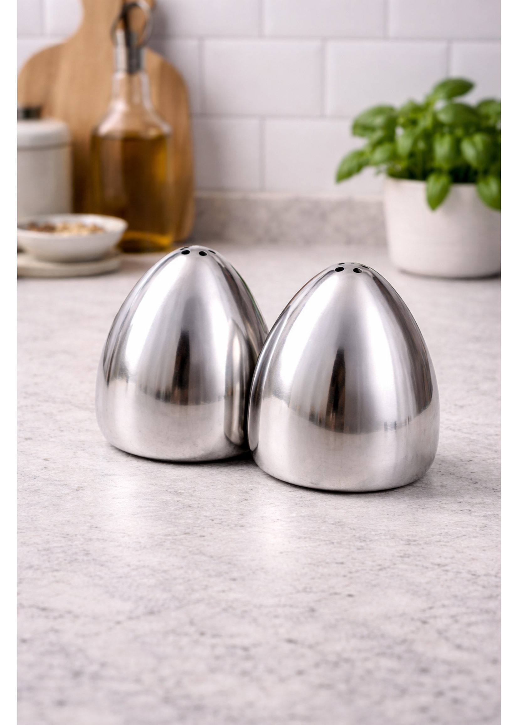 Bavary Lunar Zout- en Peperstrooiers Set – RVS Design – Minimalistisch & Modern – 2 Stuks