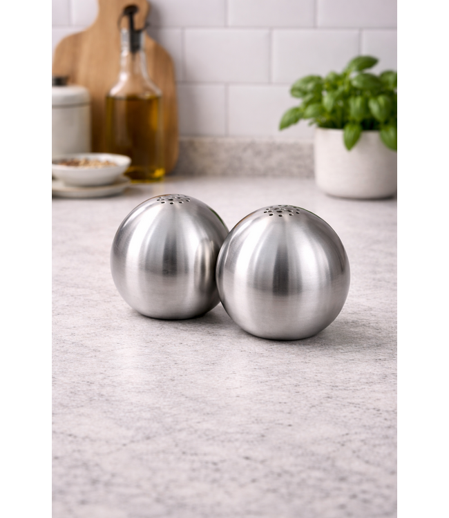Ensemble de salière et poivrière Bavary Lunar – Design en acier inoxydable – Minimaliste et moderne – 2 pièces