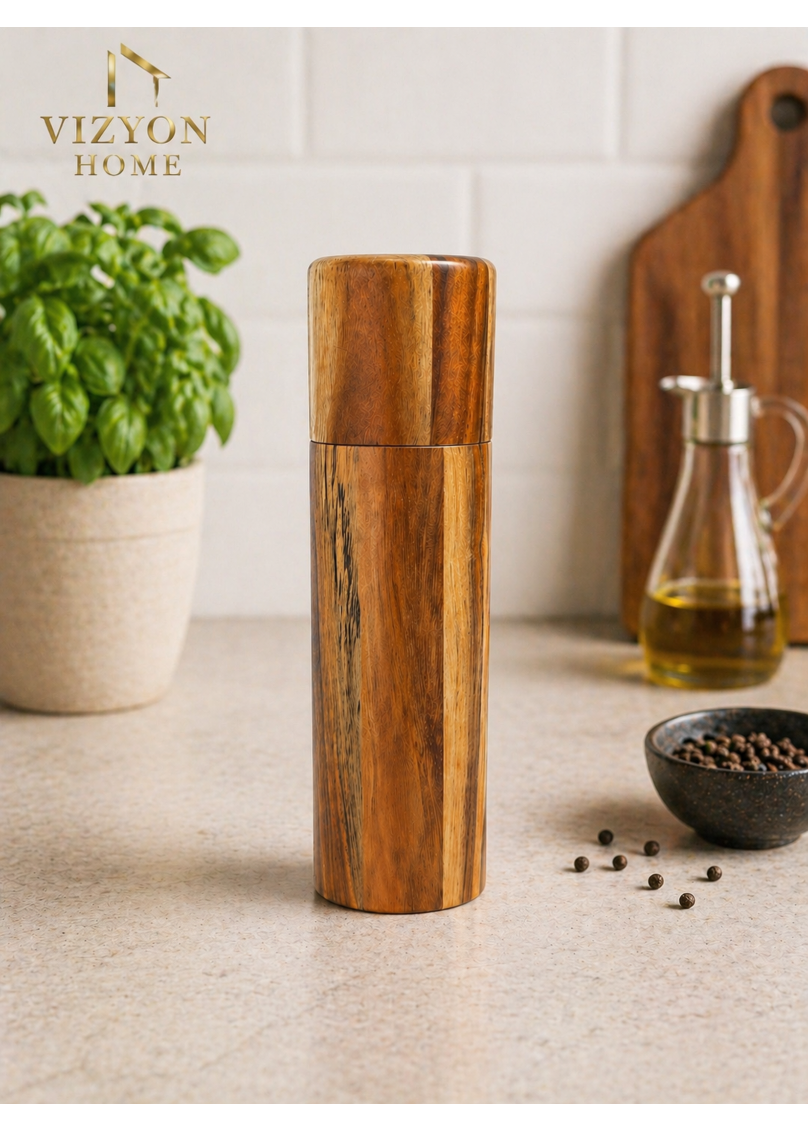 Moulin à poivre/à épices en bois VizyonHome – 20 cm