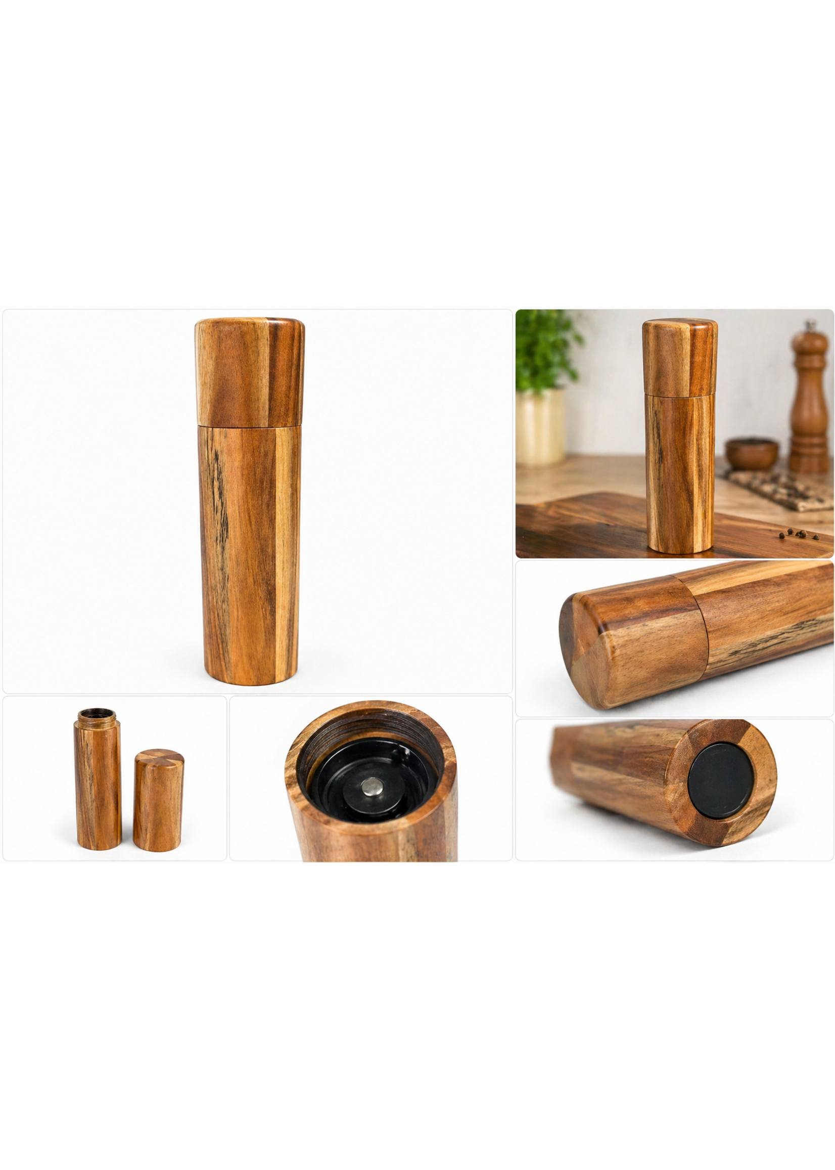 Moulin à poivre/à épices en bois VizyonHome – 20 cm