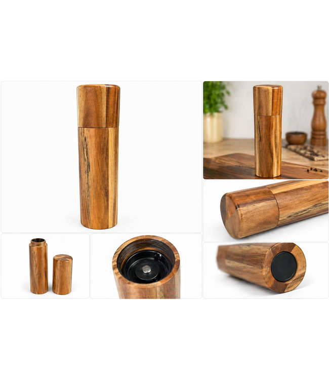 VizyonHome Pfeffermühle aus Holz / Gewürzmühle – 20 cm