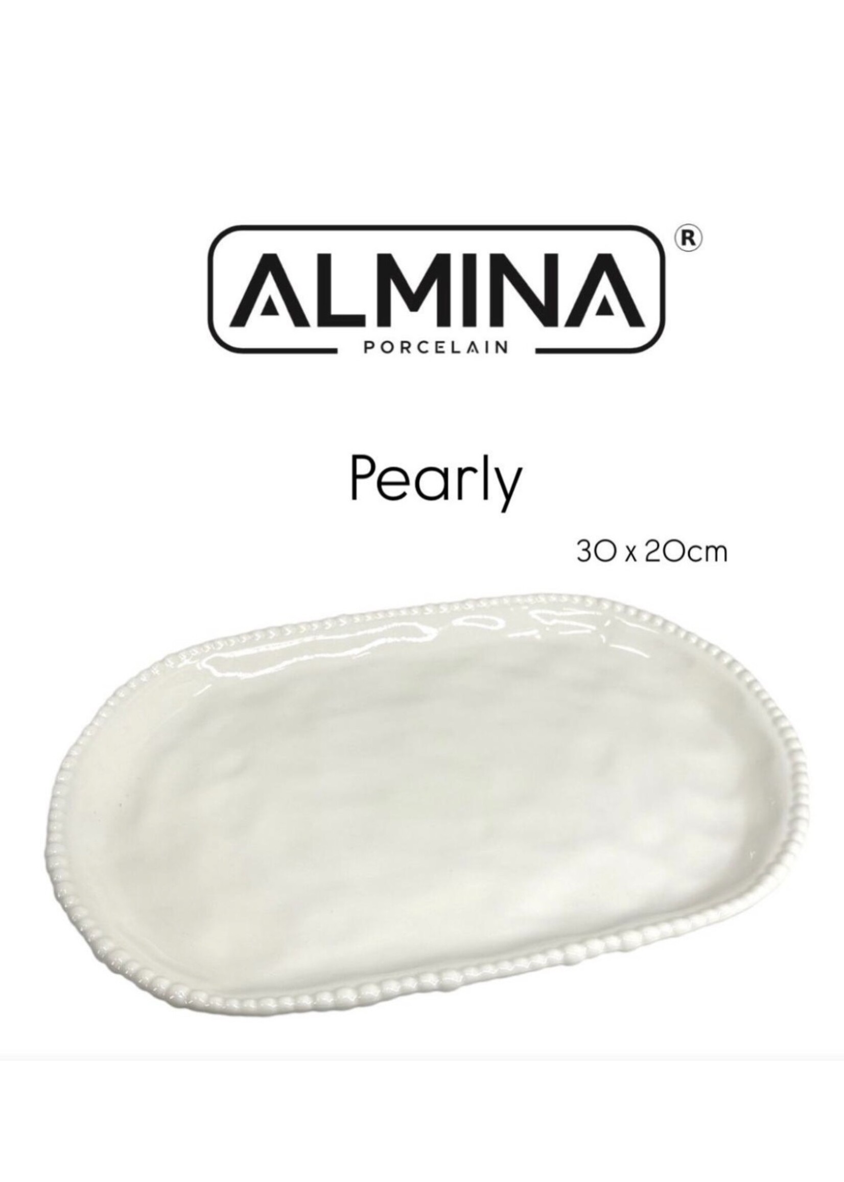 Plat de service ovale Almina Pearly – 30 x 20 cm
