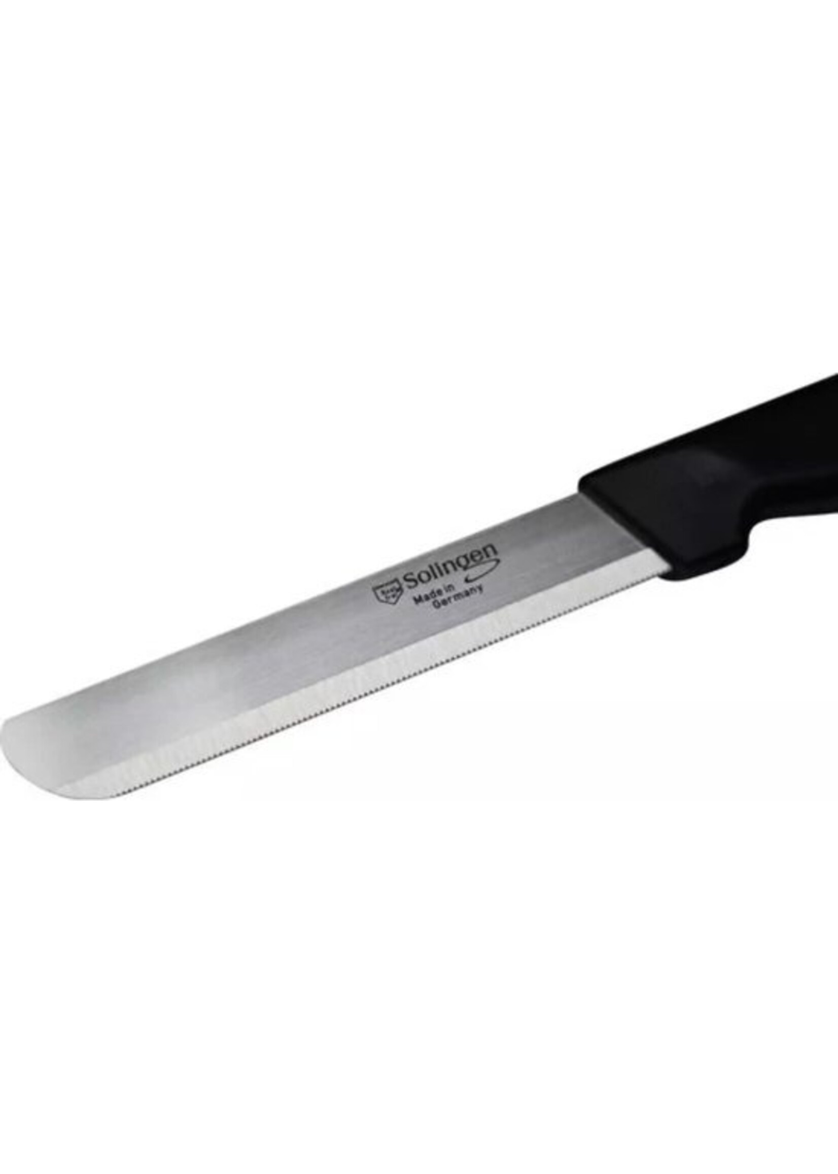 Couteau de table Solingen Allround – Micro-dentelé – Large lame à écarter – Acier inoxydable – 21,5 cm – Noir