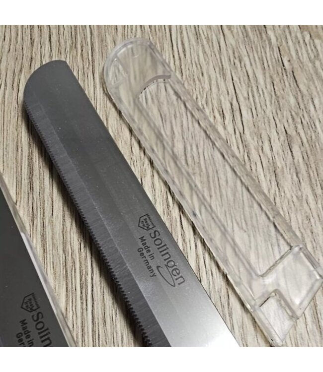 Solingen Allround-Tafelmesser – Mikro-Wellenschliff – Breite Klinge – Edelstahl – 21,5 cm – Schwarz