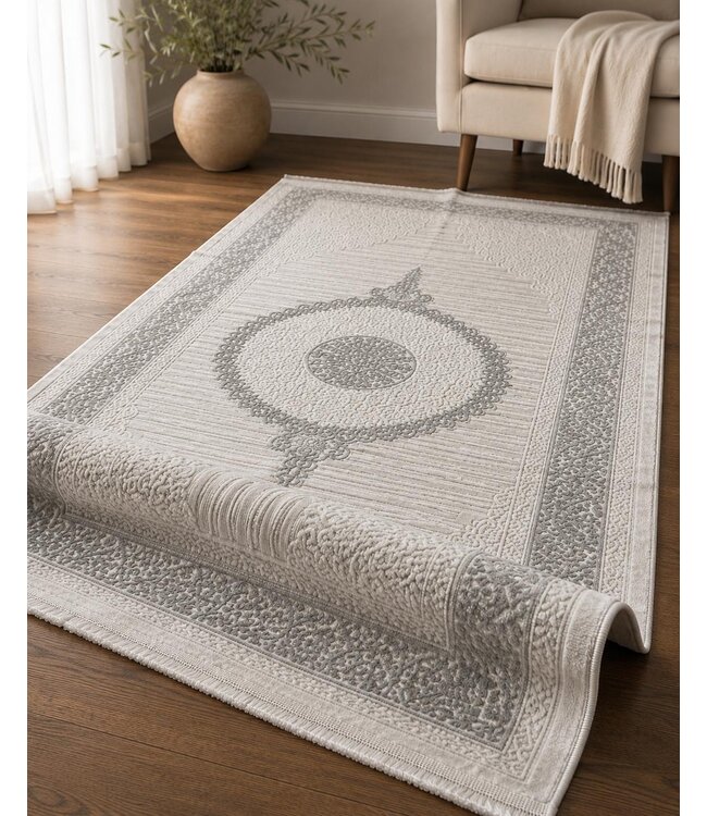 Zelmore ÇAĞLA Luxury Series Vloerkleed – Grey / Cream