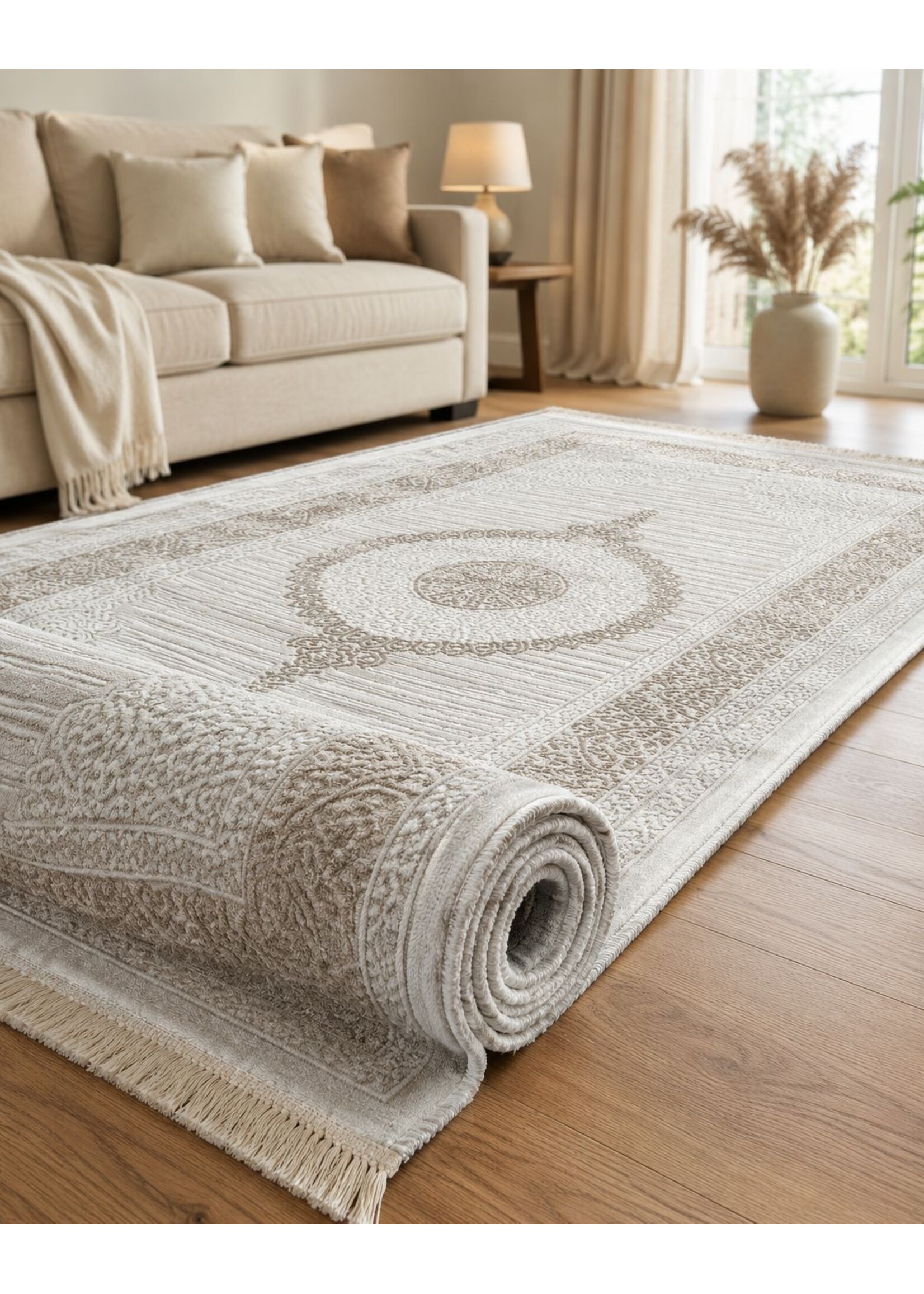 Zelmore ÇAĞLA Luxus-Teppich – Beige/Creme