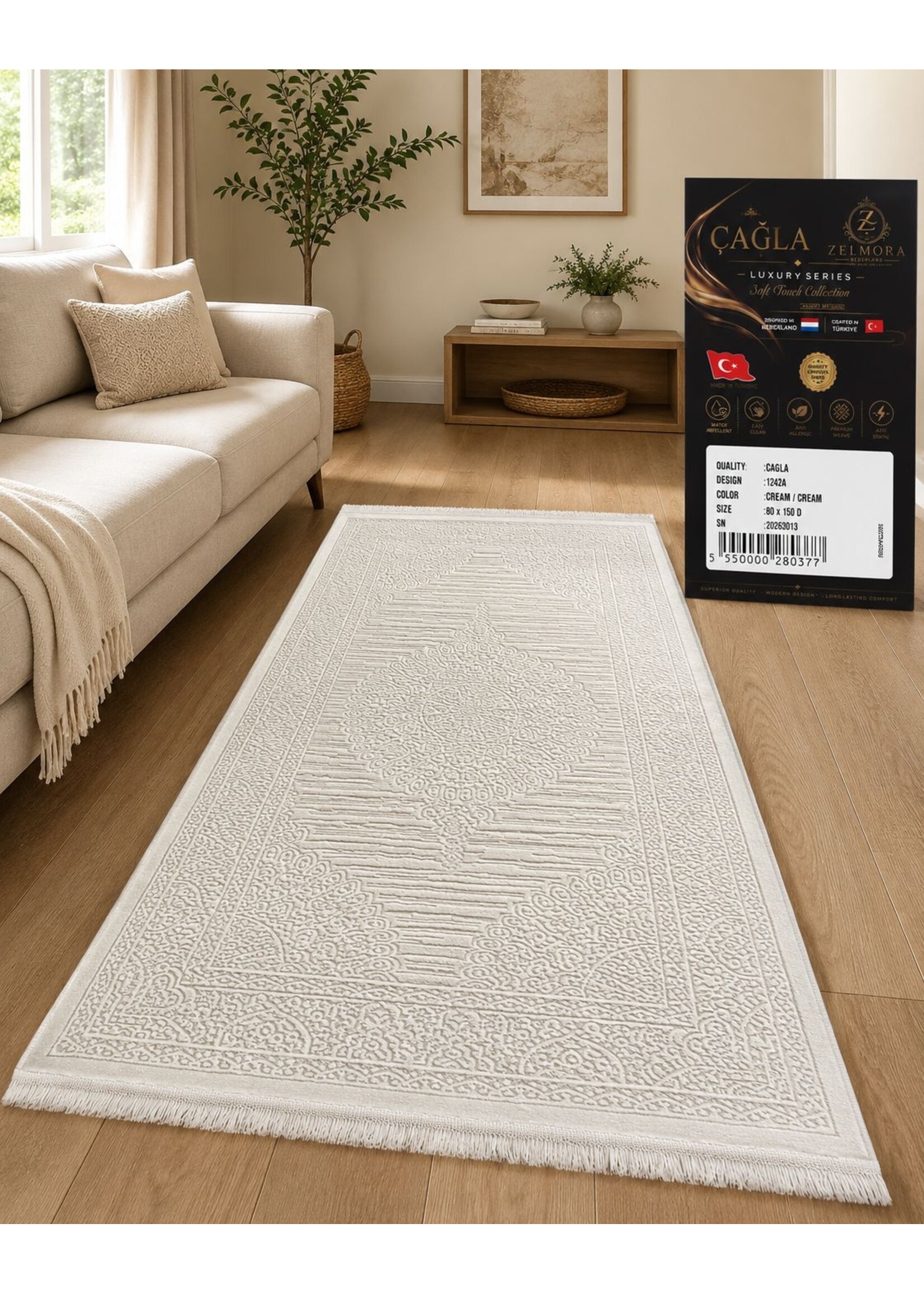Zelmore Tapis ÇAĞLA Luxury Series – Crème / Crème