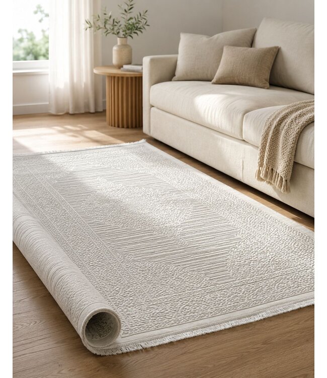 Zelmore ÇAĞLA Luxury Series Vloerkleed – Cream / Cream