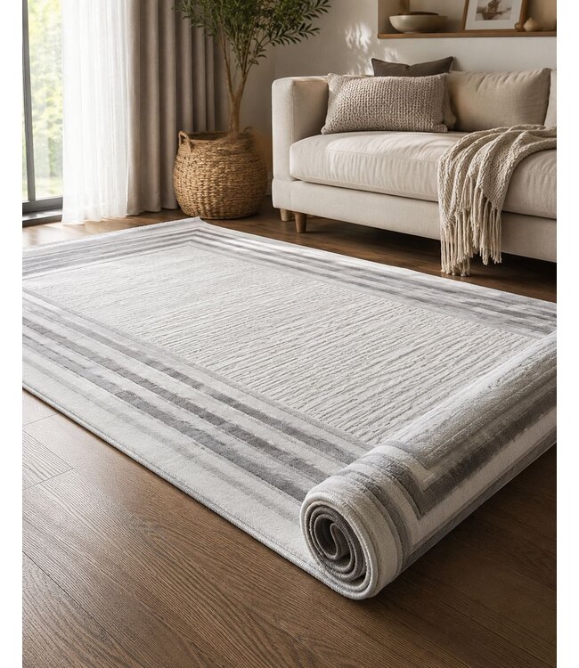 Zelmore ÇAĞLA Luxury Series Vloerkleed – Grey / Cream