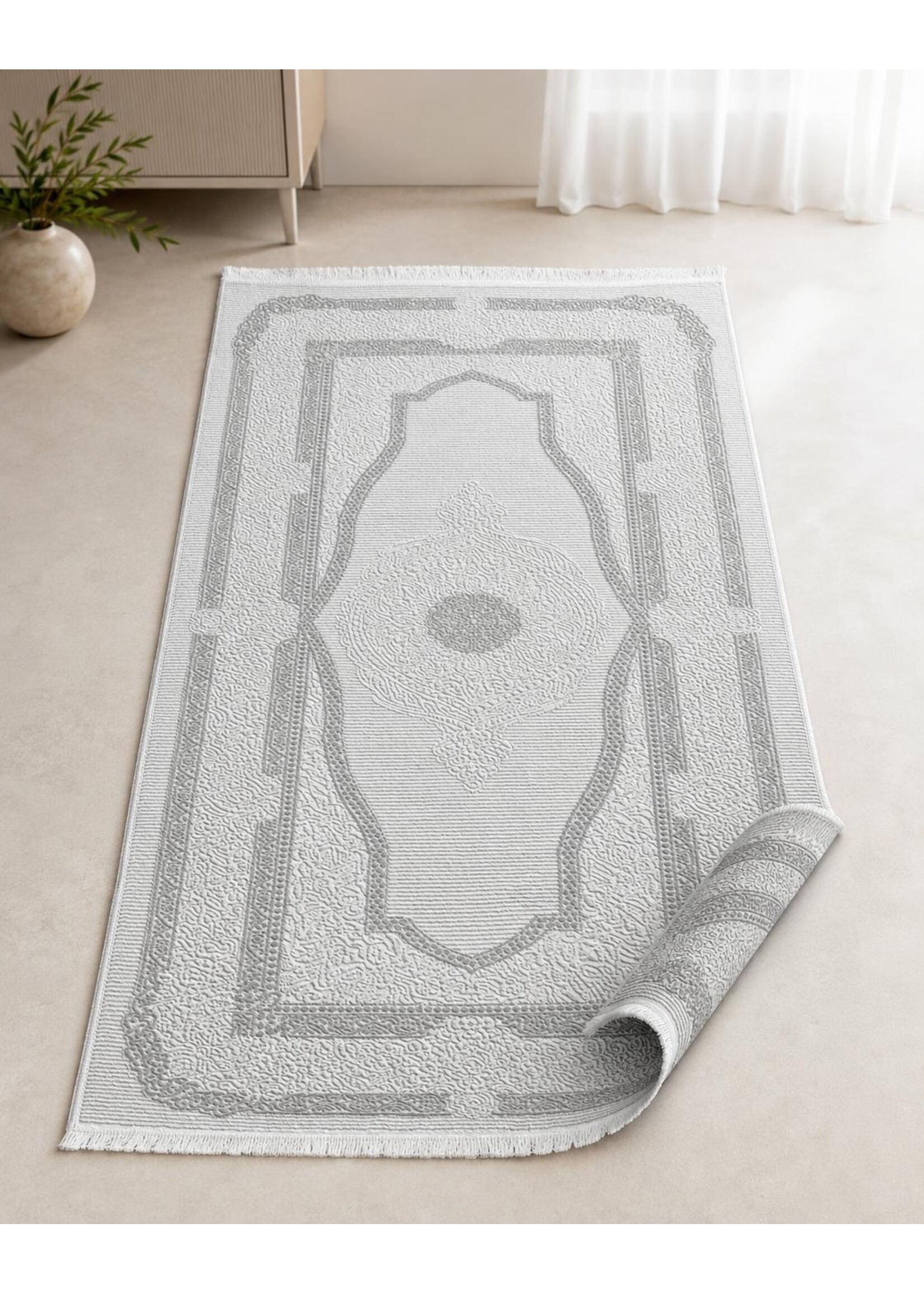 Zelmore Çağla Luxury Series Vloerkleed – Crème / Grijs