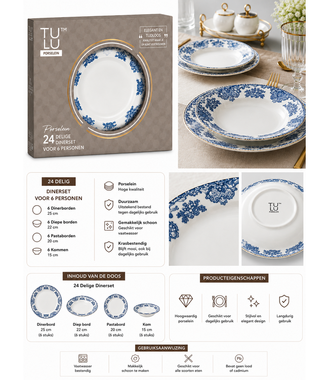 Service de table Tulu 24 pièces