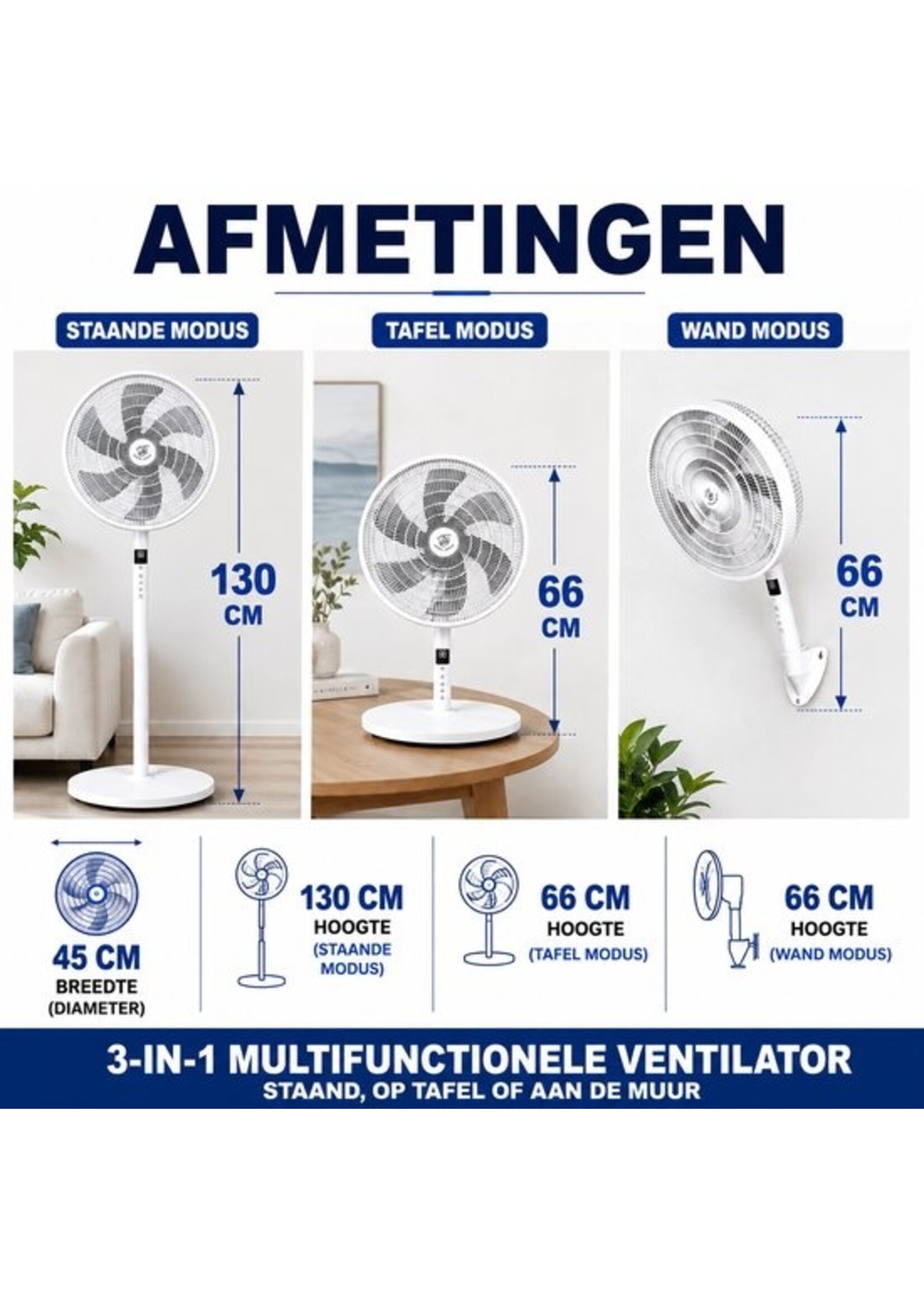 Standventilator 40 cm – 3-in-1-Standventilator – Fernbedienung – 9 Geschwindigkeitsstufen – Timer – Royal Swiss RSF16A