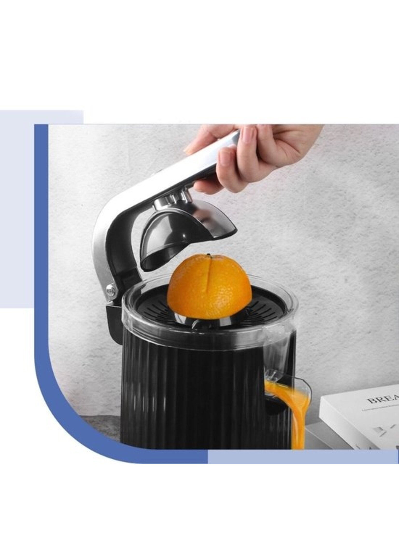 Swiss Haus® CJ23 Elektrische Zitruspresse – 300 W – Elektrische Orangenpresse mit Presshebel – BPA-frei – Zitronenpresse – 2 Presskegel für Orangen und Zitronen – Schwarz