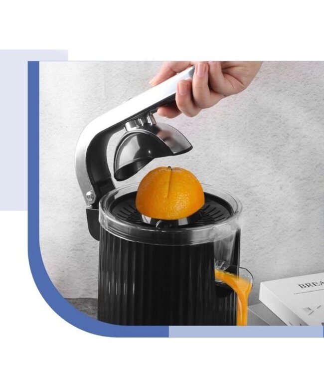 Presse-agrumes électrique Swiss Haus® CJ23 - 300 W – Presse-oranges électrique avec levier – Sans BPA – Presse-citrons – 2 cônes de pressage pour oranges et citrons – Noir