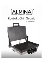 Gril électrique de contact ALMINA 2000 W – Revêtement granit – 5 réglages de température – Bac récupérateur de graisse