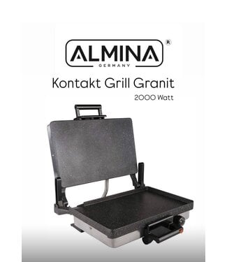 Gril électrique de contact ALMINA 2000 W – Revêtement granit – 5 réglages de température – Bac récupérateur de graisse