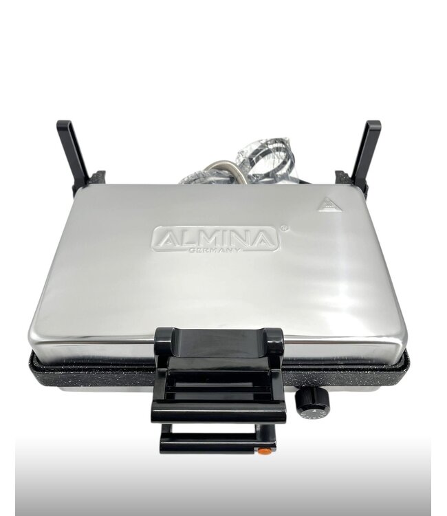 ALMINA Elektro-Kontaktgrill 2000 Watt – Granitbeschichtung – 5 einstellbare Grillstufen – Fettauffangschale