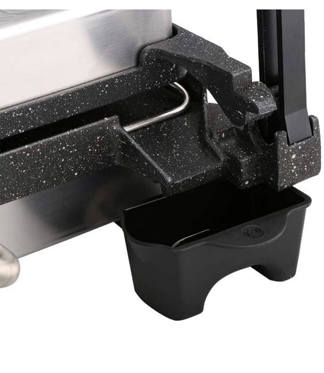 ALMINA Elektro-Kontaktgrill 2000 Watt – Granitbeschichtung – 5 einstellbare Grillstufen – Fettauffangschale
