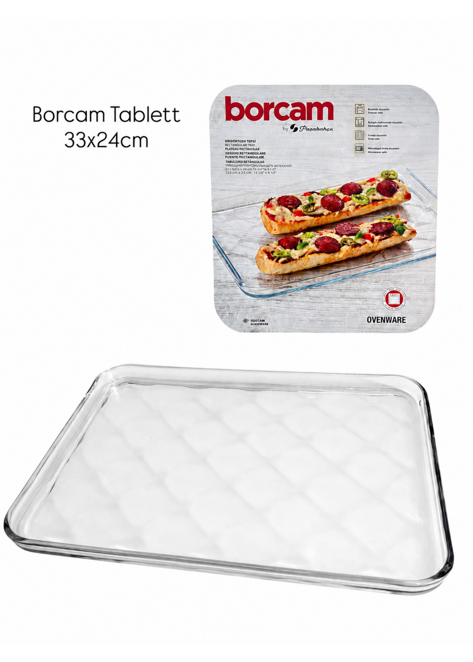 Paşabahçe Borcam Glazen Bakplaat 33,4 × 24,4 cm | Ovenschaal