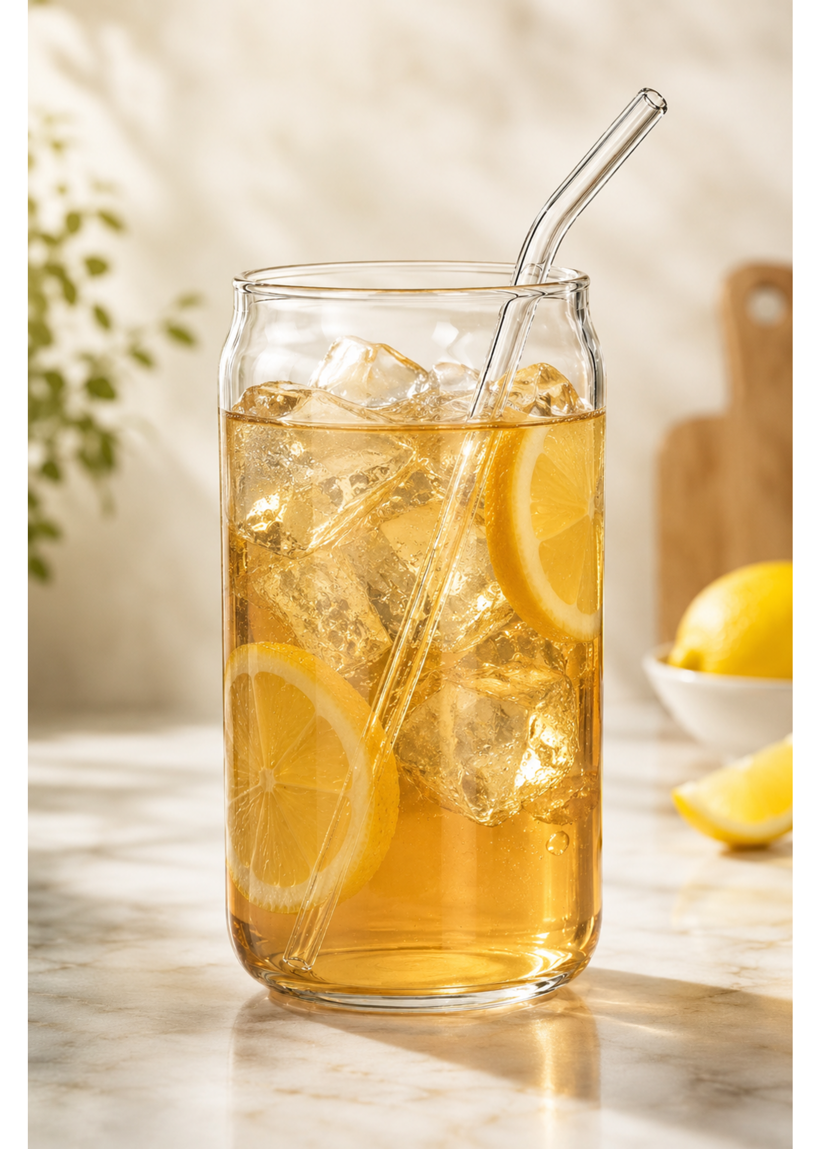 Glazen Drinkglas met Glazen Rietje – 540 ml (Set van 2)