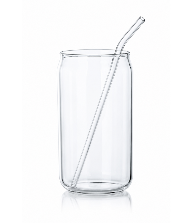 Verre à boire avec paille en verre – 540 ml (Lot de 2)