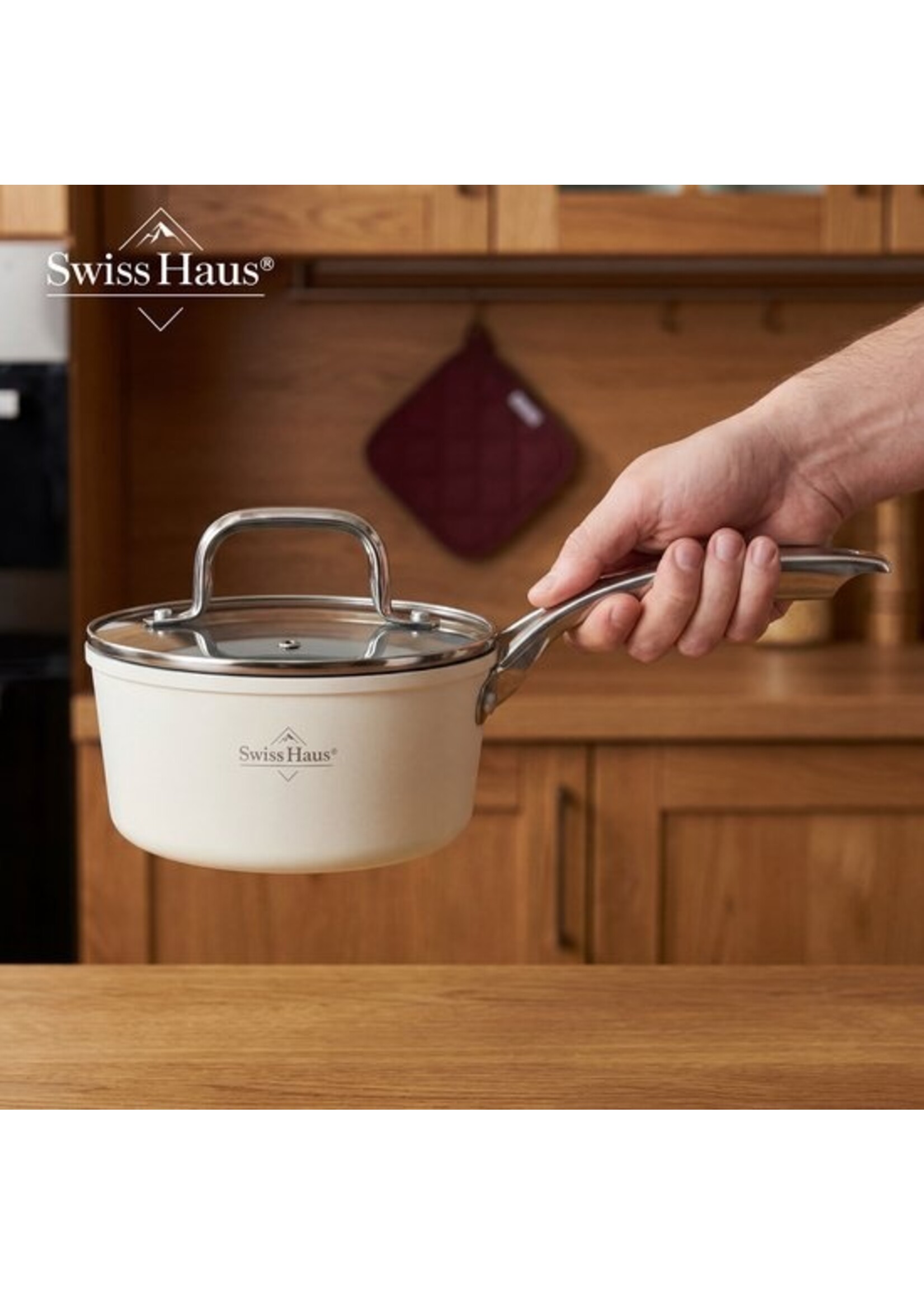 Batterie de cuisine à induction Swiss Haus® CC4014CR 14 pièces – Sans PFAS – Revêtement antiadhésif en céramique – Batterie de cuisine complète pour induction - Poêles à frire, casseroles avec couvercles et casserole