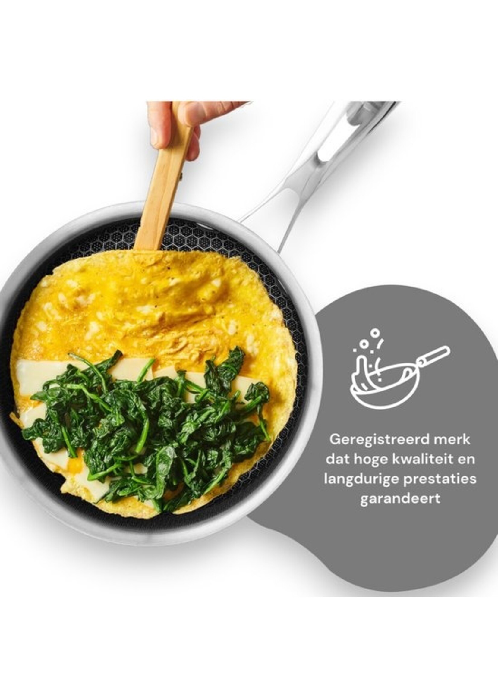 Batterie de cuisine à induction 10 pièces - Poêles à frire en acier inoxydable alvéolé - Poignées froides - Antiadhésives - Royal Swiss®