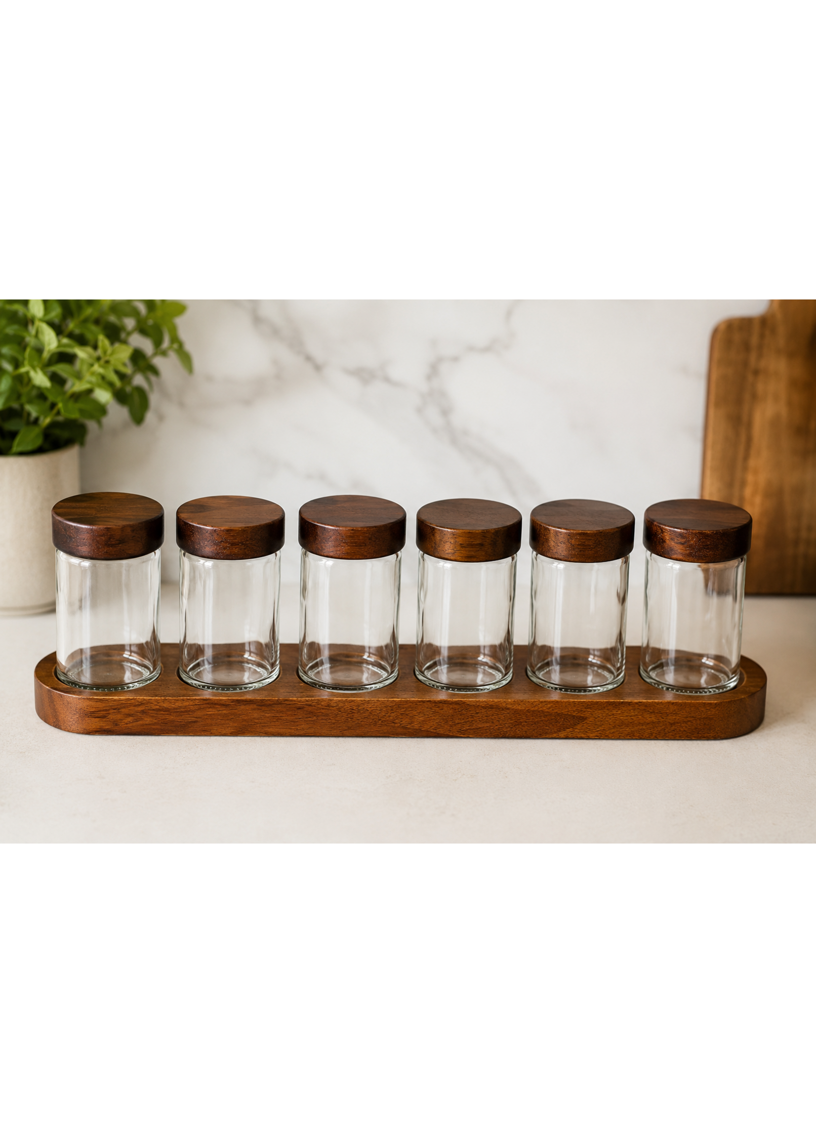 Bavary 7-delige Kruidenpotjes Set met Houten Houder
