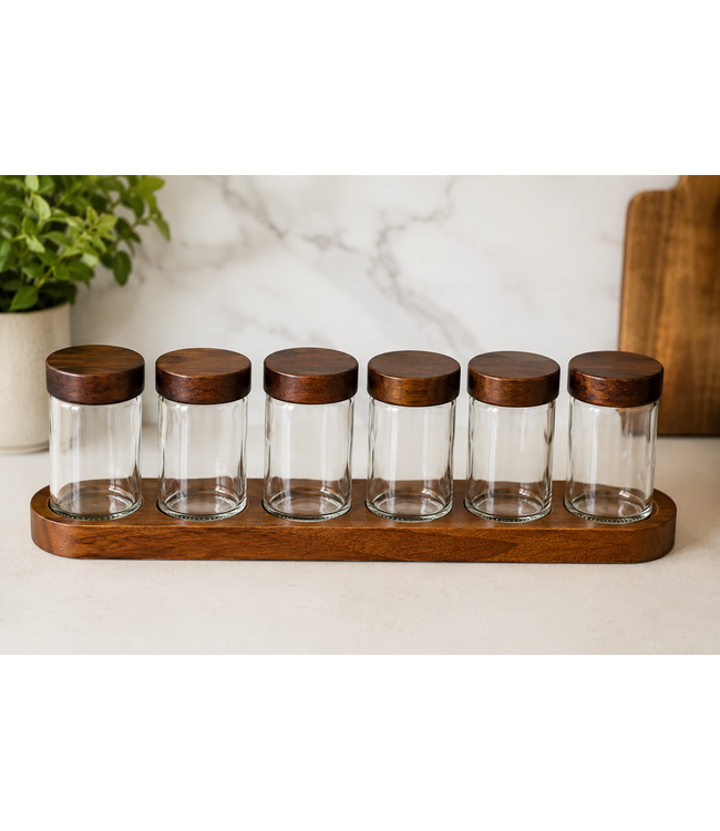 Bavaria 7-teiliges Gewürzglas-Set mit Holzhalter