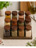 Ensemble de 13 pots à épices Bavaria avec support en bois et autocollants