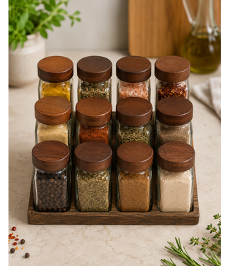 Ensemble de 13 pots à épices Bavaria avec support en bois et autocollants