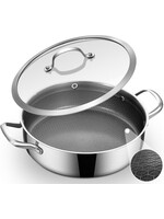 Sauteuse à induction Swiss Haus® ZGLC24 avec couvercle - Ø 24 cm / 2,9 litres - Sans PFAS - Compatible tous feux - Casserole avec revêtement antiadhésif résistant aux rayures - Acier inoxydable