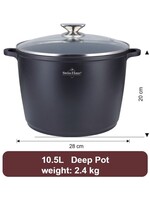 Casserole à induction Swiss Haus® BDP28B avec couvercle - Ø 28 cm / 10,5 litres - Sans PFAS - Compatible tous feux - Revêtement antiadhésif Sapphire™ - Noire