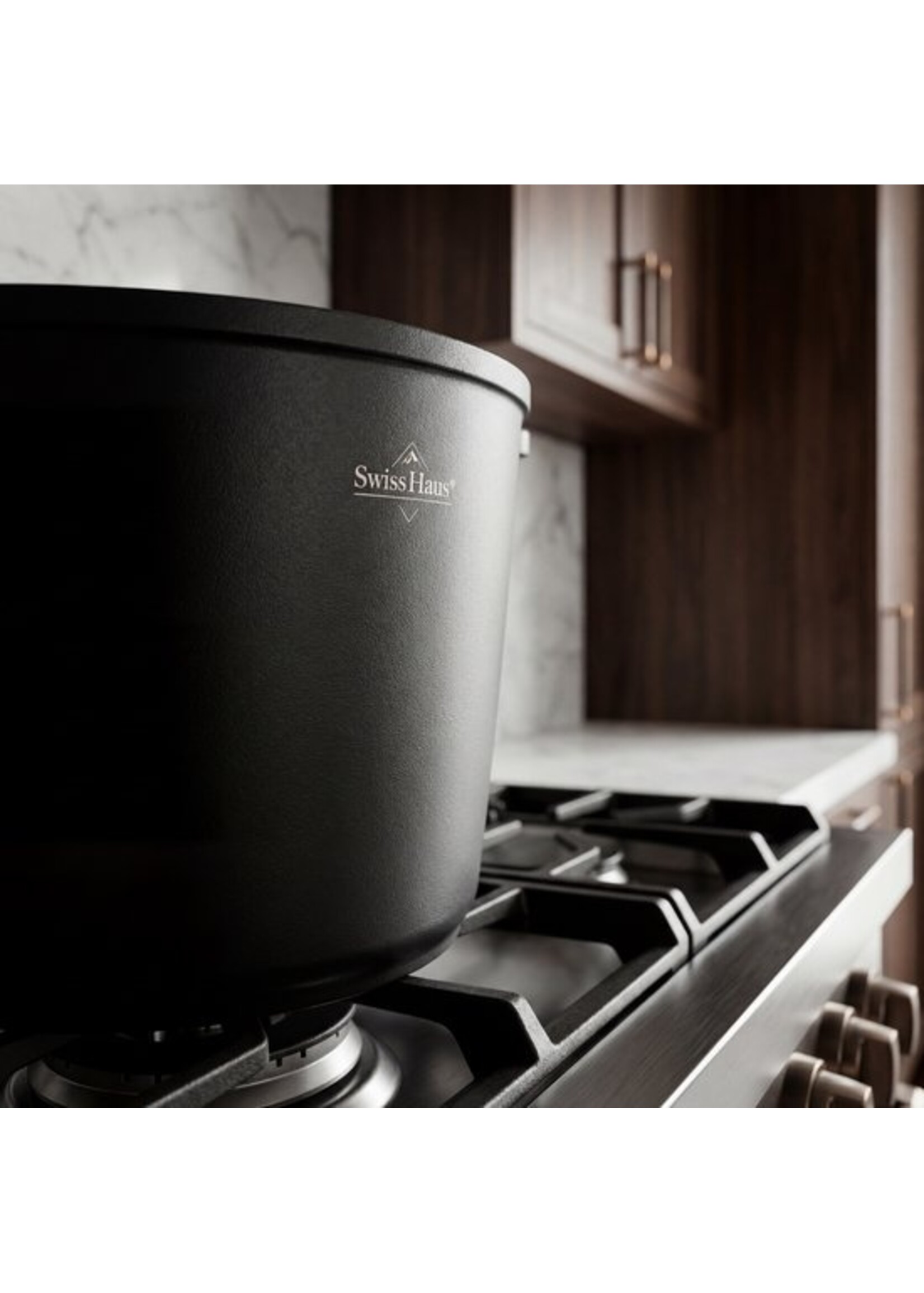 Casserole à induction Swiss Haus® BDP28B avec couvercle - Ø 28 cm / 10,5 litres - Sans PFAS - Compatible tous feux - Revêtement antiadhésif Sapphire™ - Noire