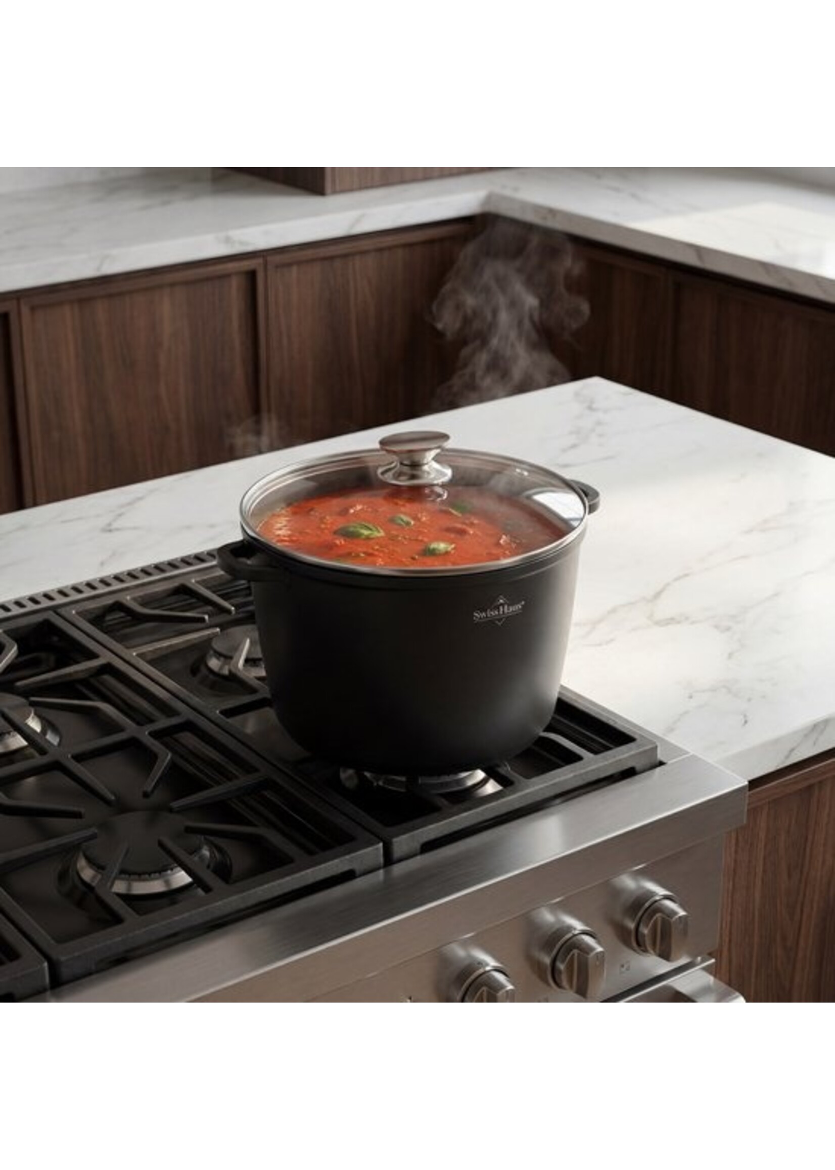 Casserole à induction Swiss Haus® BDP28B avec couvercle - Ø 28 cm / 10,5 litres - Sans PFAS - Compatible tous feux - Revêtement antiadhésif Sapphire™ - Noire