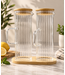 Set mit 2 Glas-Öl- und Essigspendern mit Bambushalter – 450 ml