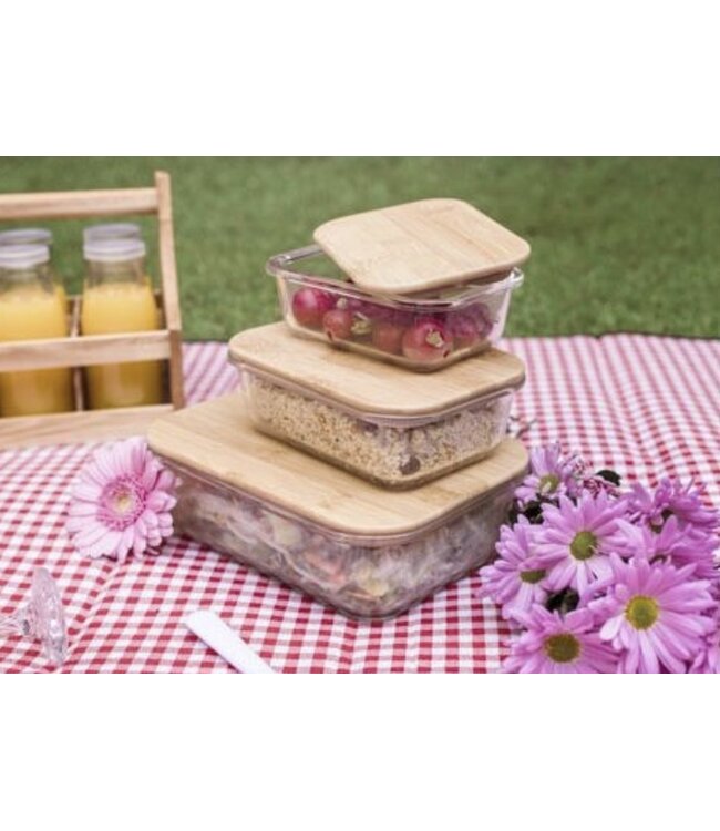 COSY&TRENDY Rechteckige Aufbewahrungsbox mit Holzdeckel – 370 ml
