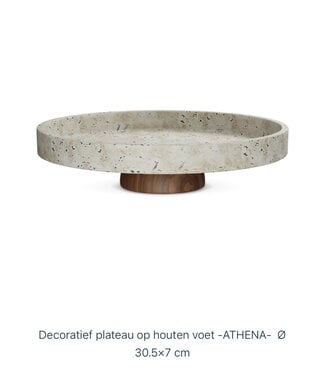 Livenza Athena – Dekoratives Tablett auf Holzsockel – Ø 30,5 × 7 cm