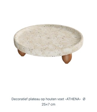 Livenza Athena – Dekoratives Tablett auf Holzbeinen – Ø 25 × 7 cm