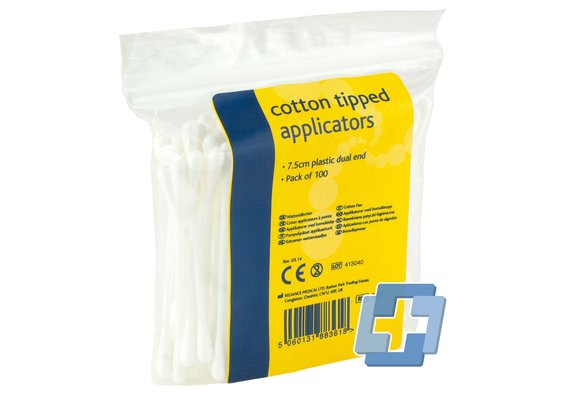 Wattenstäbchen kunststoff 7,5 cm - Box 100 Stück