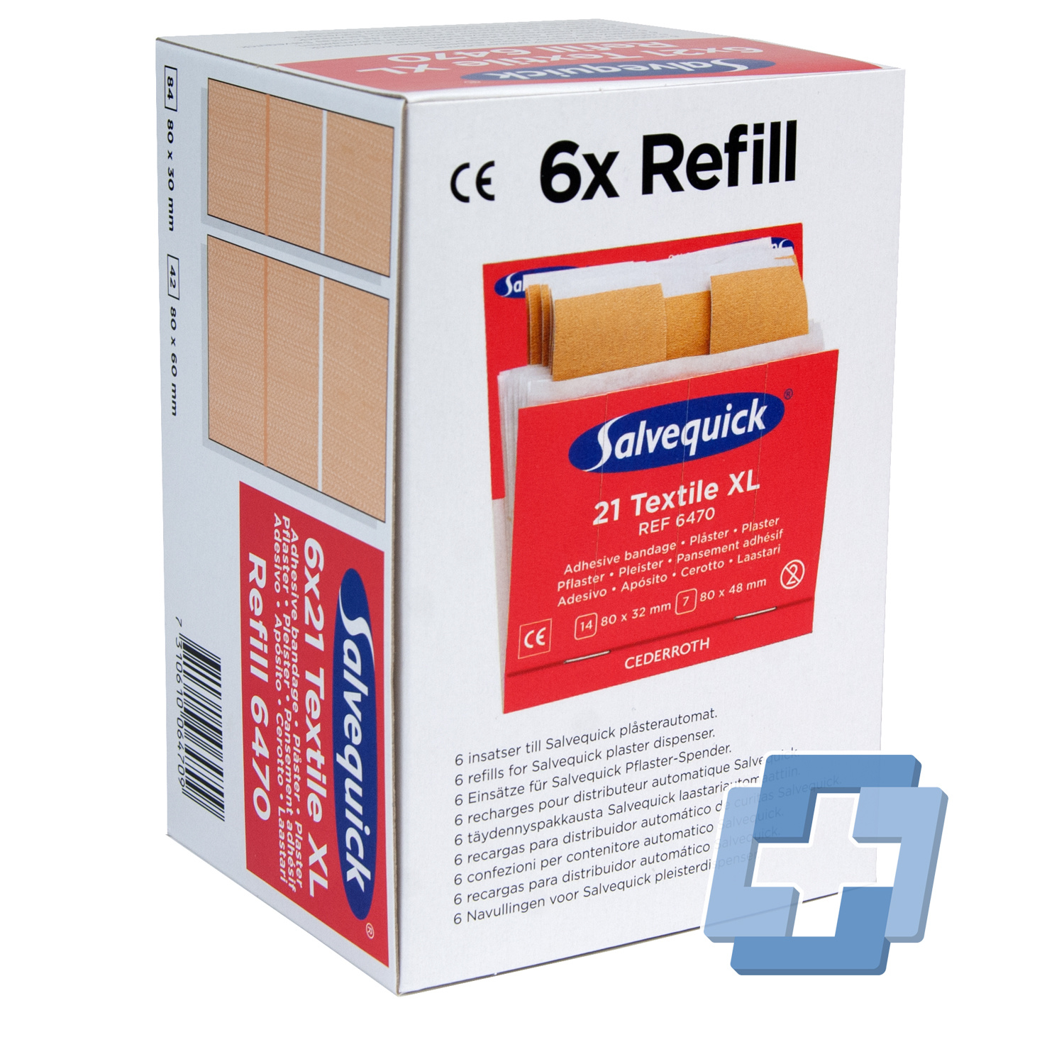 Salvequick 6470 navulling 21 textiel  XL (6 stuks)